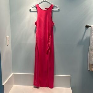 Size small, hot pink, ruched, sleeveless maxi dress. Only worn once.